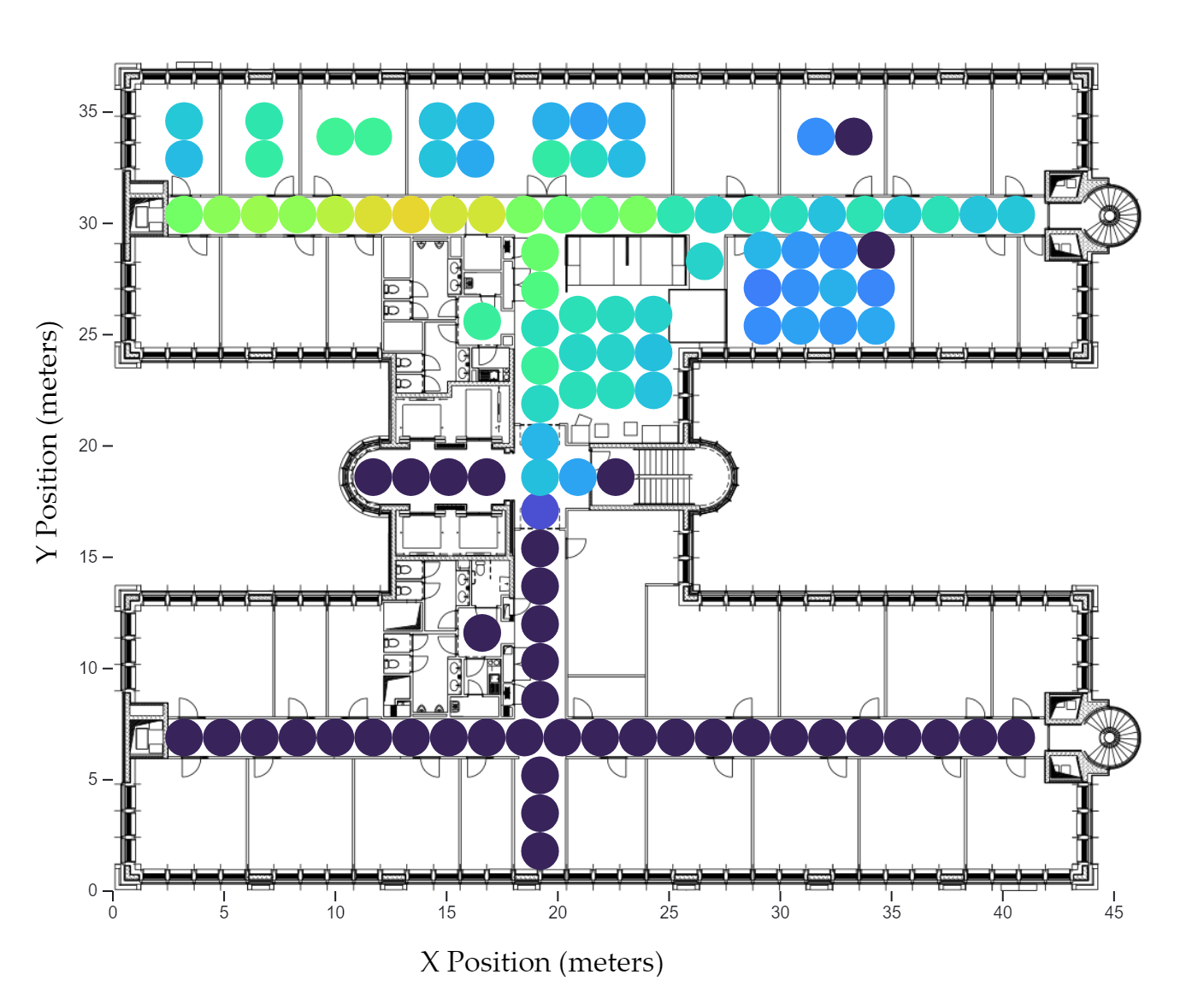 Coverage of a map with signal strength